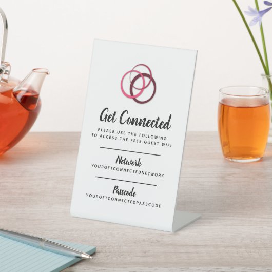 Wifiネットワークパスコードのゲスト情報のカスタム 台座サイン (インサイチュ)