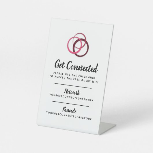 Wifiネットワークパスコードのゲスト情報のカスタム 台座サイン (正面)