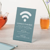 Wifiネットワークパスコードのゲスト情報カスタムティール(緑がかった色)白 台座サイン (インサイチュ)