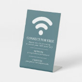 Wifiネットワークパスコードのゲスト情報カスタムティール(緑がかった色)白 台座サイン (正面)