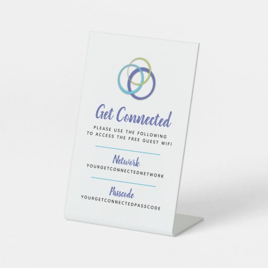Wifiネットワークパスコードのゲスト情報カスタムブルーリング 台座サイン (正面)