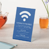 Wifiネットワークパスコードのゲスト情報カスタム青い白 台座サイン (インサイチュ)
