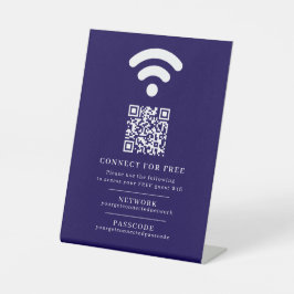 Wifiネットワークパスコードのゲスト情報カスタムQRブルー 台座サイン