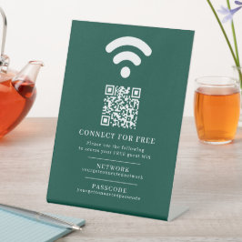 Wifiネットワークパスコードのゲスト情報カスタムQR緑 台座サイン