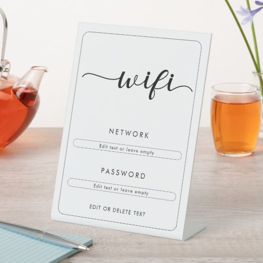 Wifiネットワークパスワードビジネスコーヒーカフェ 台座サイン (インサイチュ)