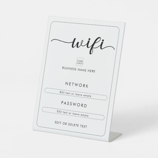 Wifiネットワークパスワードロゴビジネスコーヒーカフェ 台座サイン (正面)