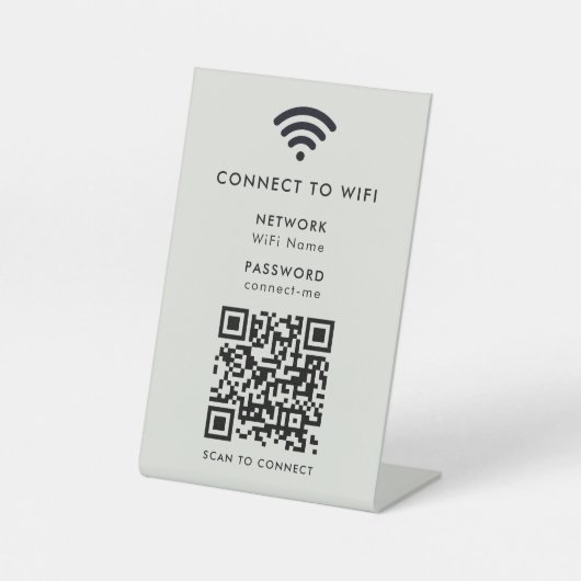 WifiネットワークパスワードQRコードスキャンして灰色に接続 台座サイン (正面)