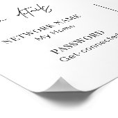 WIFIネットワークパスワードQRコードブラック&ホワイトモダン ポスター (角)