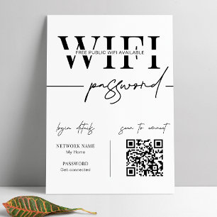 WiFiネットワークパスワードQRコード ブラック&ホワイト モダン ポスター