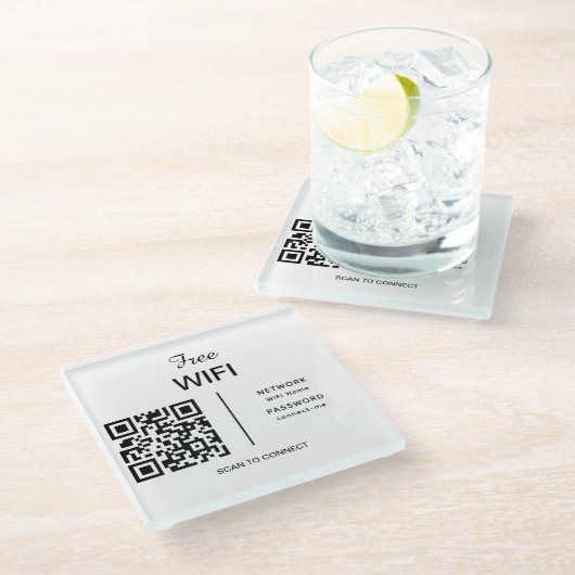 WifiネットワークQRコードスキャンして接続ホモダンテル ガラスコースター (アングル)