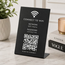 WifiネットワークQRコードスキャンして黒に接続モダンする 台座サイン