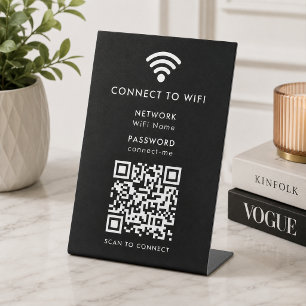 WifiネットワークQRコードスキャンして黒に接続モダンする 台座サイン