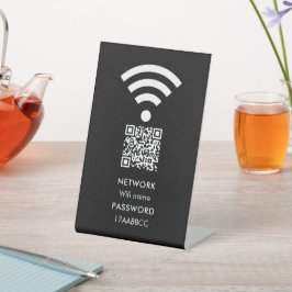 WifiネットワークQRコードブラックに接続するスキャンモダン 台座サイン
