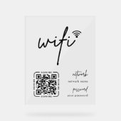 WifiネットワークQRコード モダンなホワイト ビジネスデザイン アクリルサイン (正面)