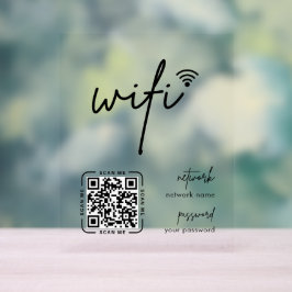 WifiネットワークQRコード モダンなホワイト ビジネスデザイン アクリルサイン