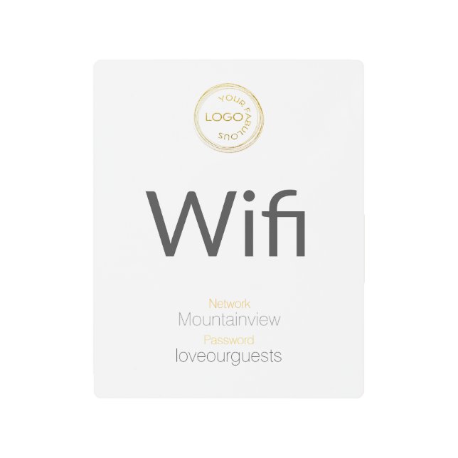 Wifiネットワーモダンクパスワード最小化白色 メタルプリント (正面)