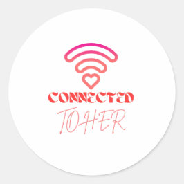 WiFiハートデザインラウンドステッカーに接続 ラウンドシール