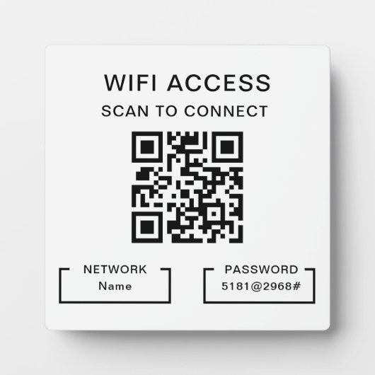 WifiパスワードとネットパーソナライズされたワークQRコード表 フォトプラーク (正面)