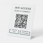 WifiパスワードとネットパーソナライズされたワークQRコード表 台座サイン (正面)