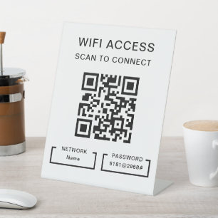 WifiパスワードとネットパーソナライズされたワークQRコード表 台座サイン