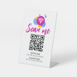 WifiパスワードとネットワークパーソナライズされたQRコード 台座サイン