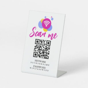 WifiパスワードとネットワークパーソナライズされたQRコード 台座サイン