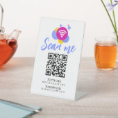 WifiパスワードとネットワークパーソナライズされたQRコード 台座サイン (インサイチュ)