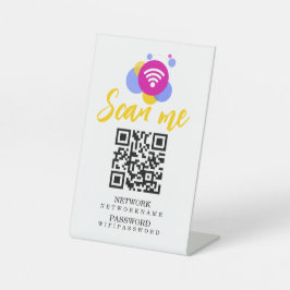 WifiパスワードとネットワークパーソナライズされたQRコード 台座サイン
