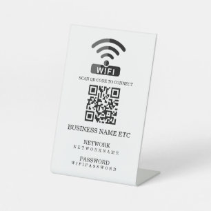WifiパスワードとネットワークパーソナライズされたQRコード 台座サイン