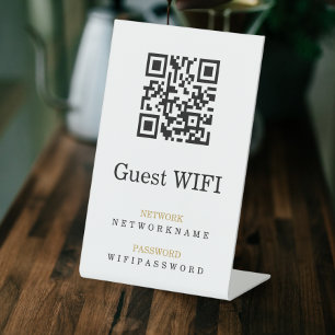 WifiパスワードとネットワークパーソナライズされたQRコード 台座サイン