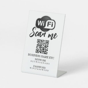 WifiパスワードとネットワークパーソナライズされたQRコード 台座サイン