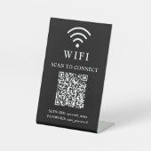 Wifiパスワードとネットワーク ビジネス ロゴとQRコード 台座サイン (正面)