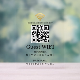 WifiパスワードとネットワークQRコーパーソナライズされたド アクリルサイン