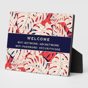 Wifiパスワードの署名  熱帯パーム葉のプラークプレート フォトプラーク