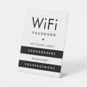 WiFiパスワードコードインターネットネットワークストライプのハート 台座サイン (正面)