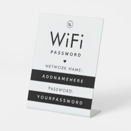 WiFiパスワードコードインターネットネットワークロゴ&ハート 台座サイン