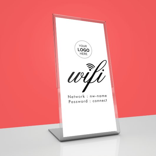 WiFiパスワードコードビジネスロゴ 台座サイン