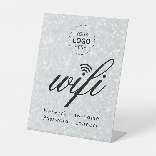 WiFiパスワードコードビジネスロゴ 台座サイン (正面)