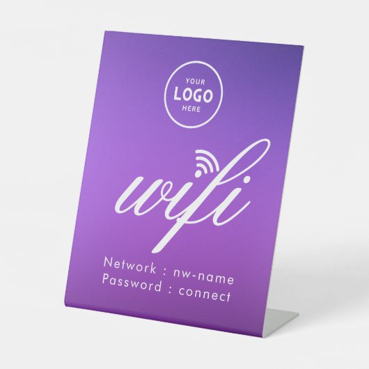 WiFiパスワードコードビジネス ロゴ ブルー 台座サイン (正面)