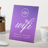 WiFiパスワードコードビジネス ロゴ ブルー 台座サイン (インサイチュ)