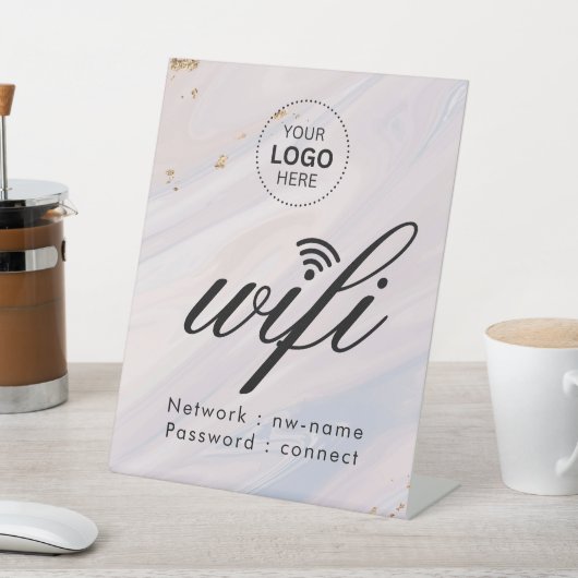 WiFiパスワードコードビジネス ロゴ 台座サイン (インサイチュ)