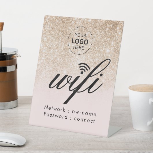 WiFiパスワードコードビジネス ロゴ 台座サイン (インサイチュ)