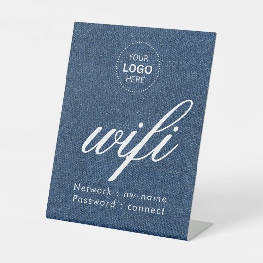 WiFiパスワードコードビジネス ロゴ 台座サイン (正面)