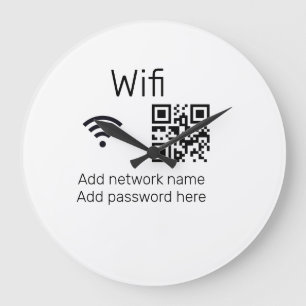 WifiパスワードサインにQRコードを追加 ここに詳細 ラージ壁時計