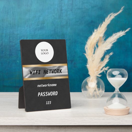 Wifiパスワードサインブラックスエード金ゴールド&シルバー フォトプラーク (側面)