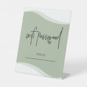 Wifiパスワードテーブルトップ署名 – 緑 台座サイン (正面)