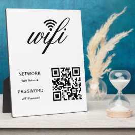 WifiパスワードネットワークQRコードホワイトカスタムテキスト フォトプラーク