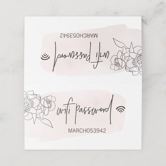 WIFIパスワードピンク折り畳みデスクサイン プレイスカード (外部開封)