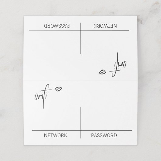 WIFIパスワード折り畳みテーブルトップ署名折り畳みカード プレイスカード (外部開封)