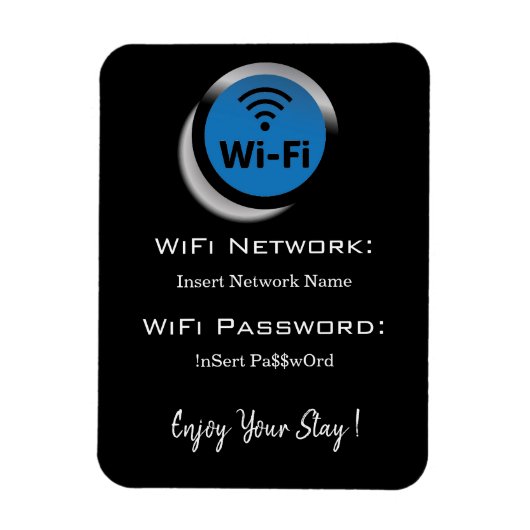 wifiパスワード詳細黒 マグネット (縦)